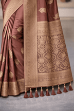 Classy Mauve Banarasi Silk Saree with Blouse Piece - Kanyaraa
