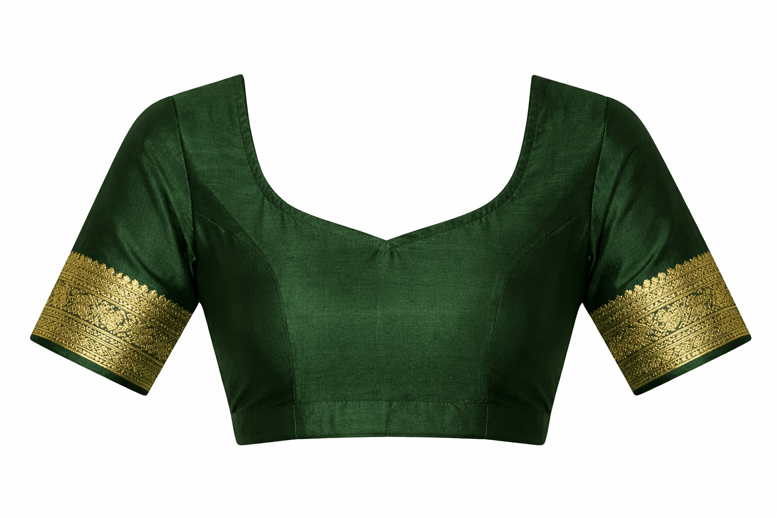 Green Varanasi Banarasi Silk Saree with Blouse Piece - Kanyaraa