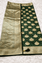 Green Wedding Banarasi Silk Saree with Blouse Piece - Saree