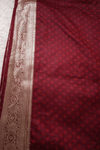Maroon Wedding Banarasi Silk Saree with Blouse Piece - Saree