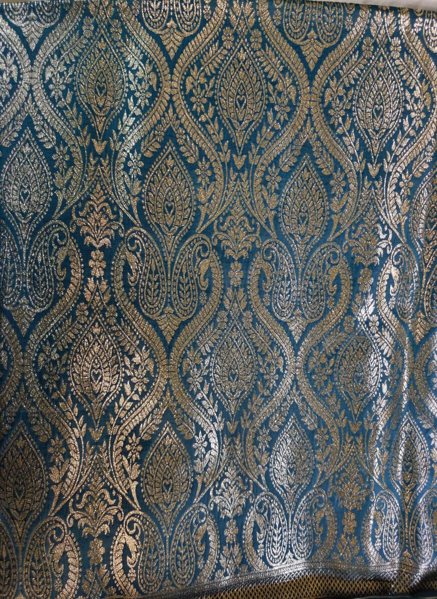 Pastel Blue Color Authentic Varanasi Banarasi Silk Saree in Traditional Gold Zari - Kanyaraa