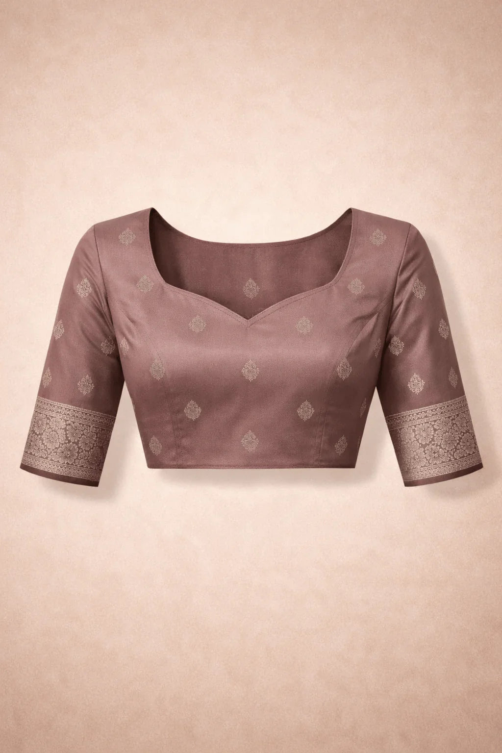 Pastel Brown Banarasi Silk Saree with Gold Border and Blouse Piece - Saree