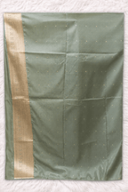 Pastel Olive Green Banarasi Silk Saree with Blouse Piece - Kanyaraa