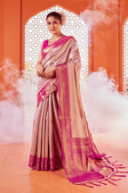 Pink Color Soft Kanjivaram Silk Saree with Zari Weaving Work - Kanyaraa