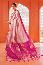 Pink Color Soft Kanjivaram Silk Saree with Zari Weaving Work - Kanyaraa