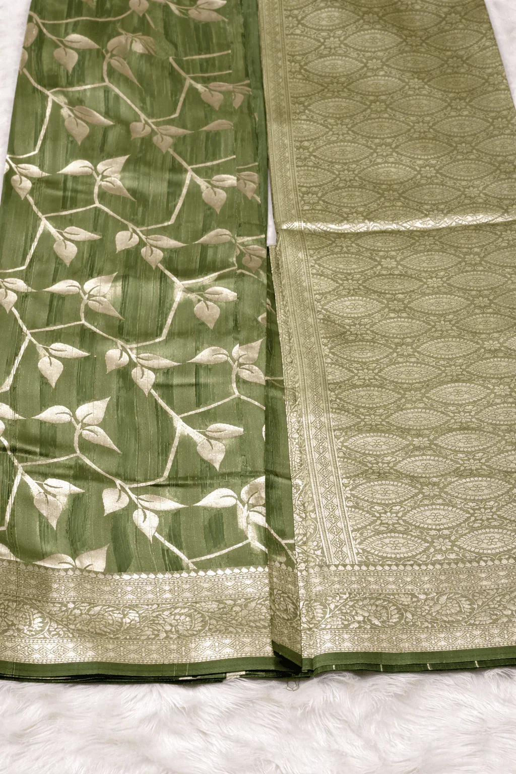 Pista Green Tissue Silk Saree with Silver Zari Work - Saree