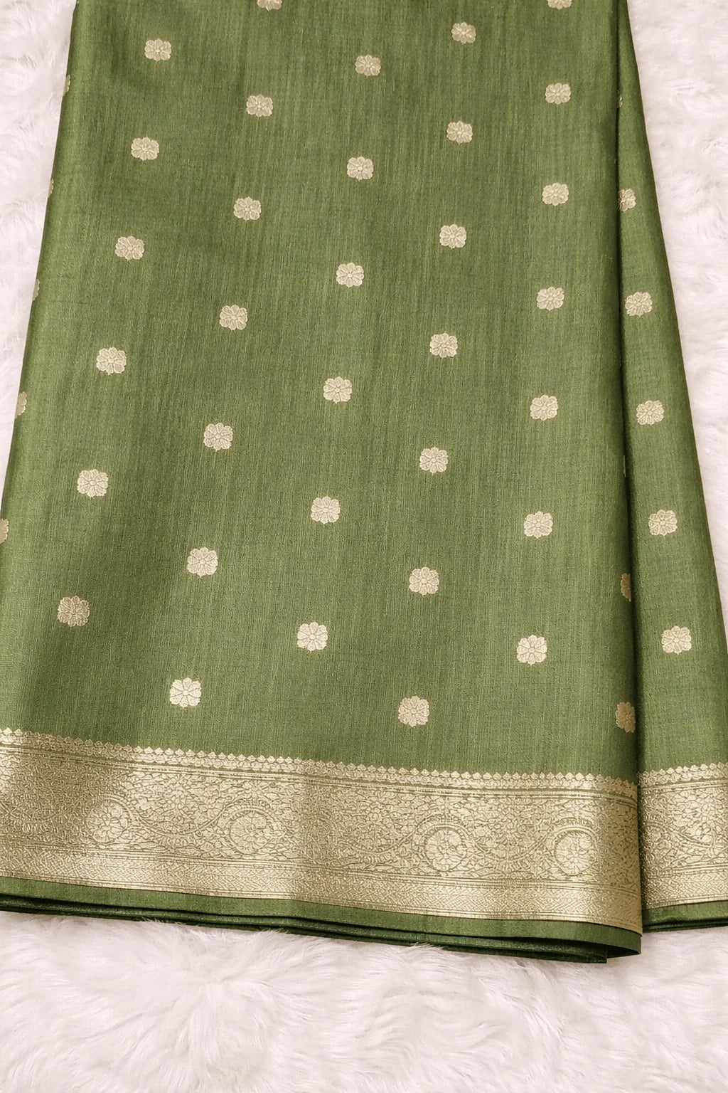 Pista Green Tissue Silk Saree with Silver Zari Work - Saree