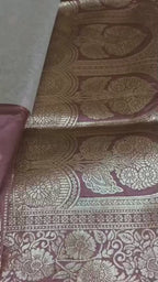 Mauve Pink Varanasi Banarasi Silk Saree in Traditional Gold Zari