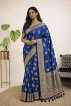 Pure Pastel Blue South Silk Saree with Blouse Piece - Kanyaraa