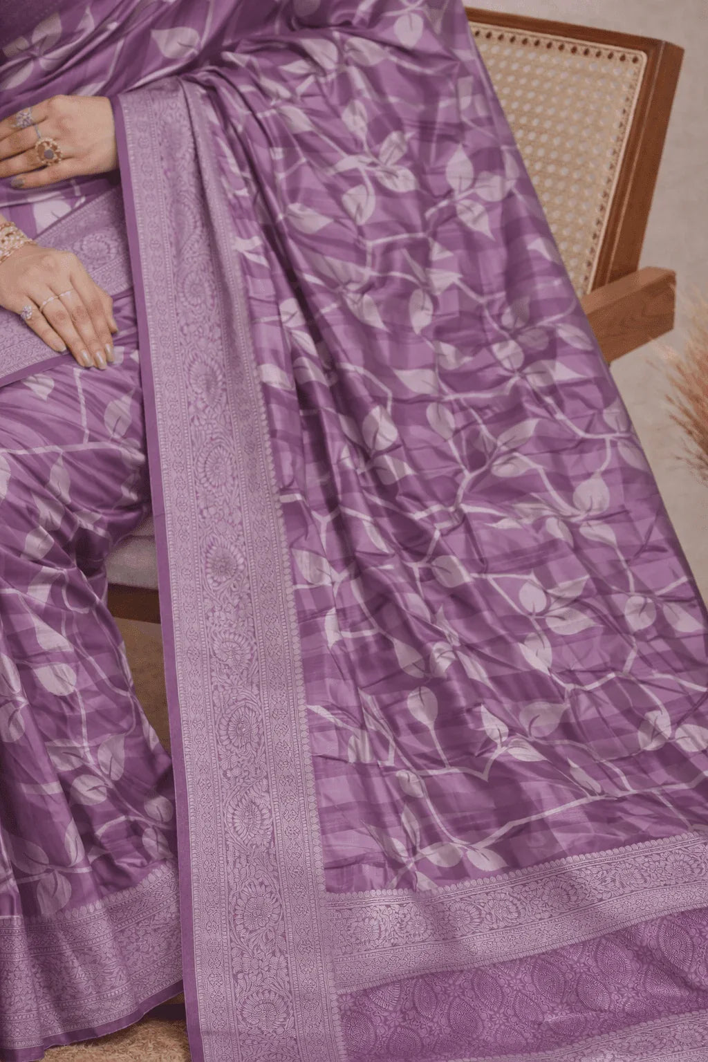 Purple Tissue Silk Saree with Silver Zari Work - Kanyaraa