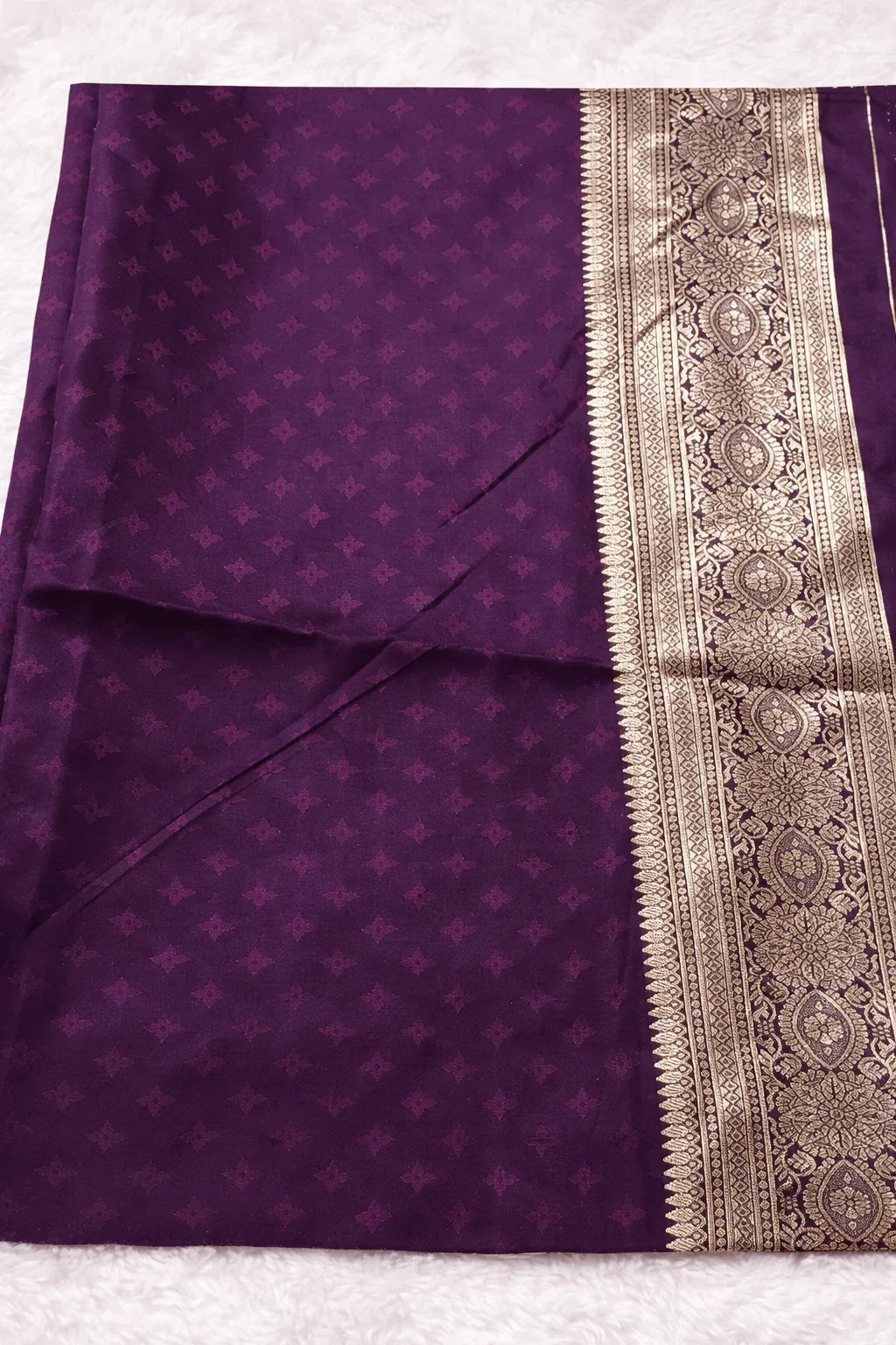 Purple Wedding Banarasi Silk Saree with Blouse Piece - Saree