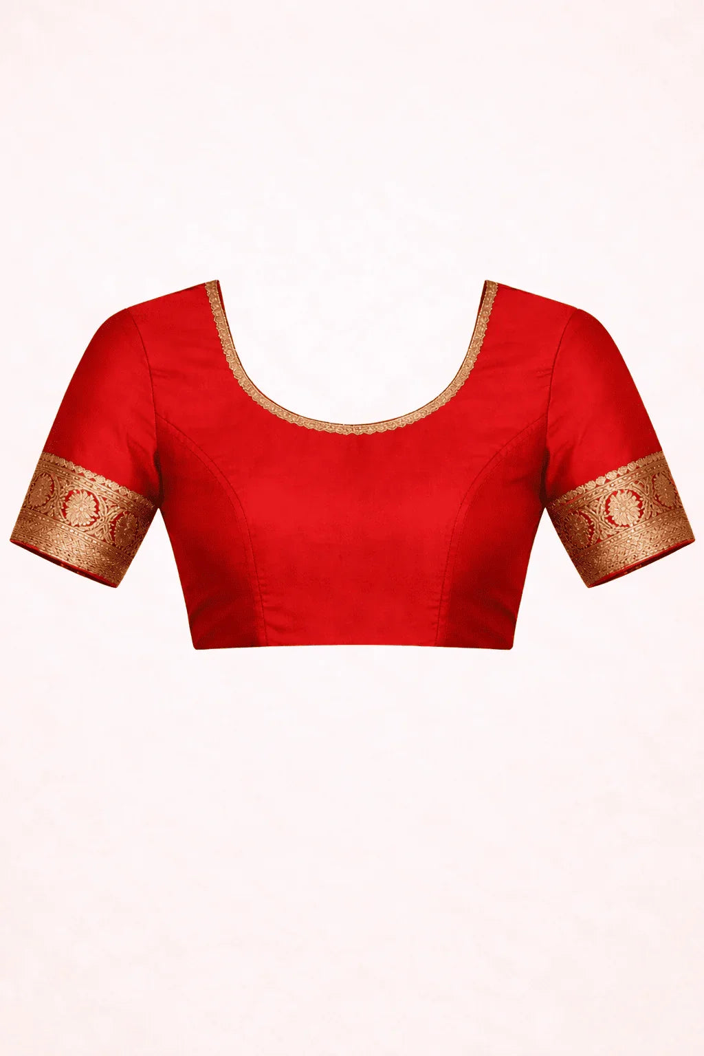 Red Banarasi Silk Saree with Golden Zari Weaving and Blouse Piece - Kanyaraa