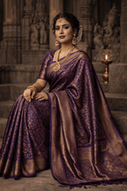 Royal Kanjivaram Silk Saree with traditional golden motifs and Rich Pallu - Kanyaraa