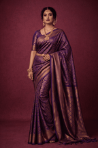 Royal Kanjivaram Silk Saree with traditional golden motifs and Rich Pallu - Kanyaraa