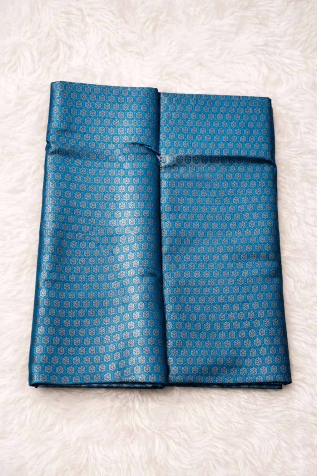 Teal Blue Kanjivaram Silk Saree with Gold Zari & Floral Brocade - Saree