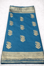 Turquoise Color Authentic Varanasi Banarasi Silk Saree in Traditional Gold Zari - Kanyaraa
