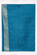 Turquoise Color Authentic Varanasi Banarasi Silk Saree in Traditional Gold Zari - Kanyaraa